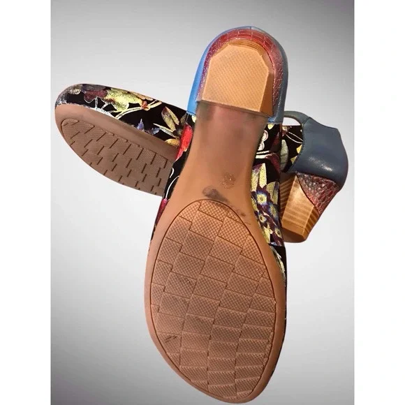 SOCOFY WOMEN'S LEATHER FLORAL MARY JANE STRAP PUMP HEELS SHOES SIZE 41 US 10.5 - Picture 8 of 9